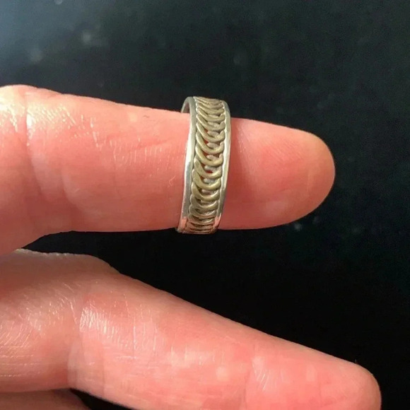 Set of two sterling silver and brass rings - Picture 6 of 8